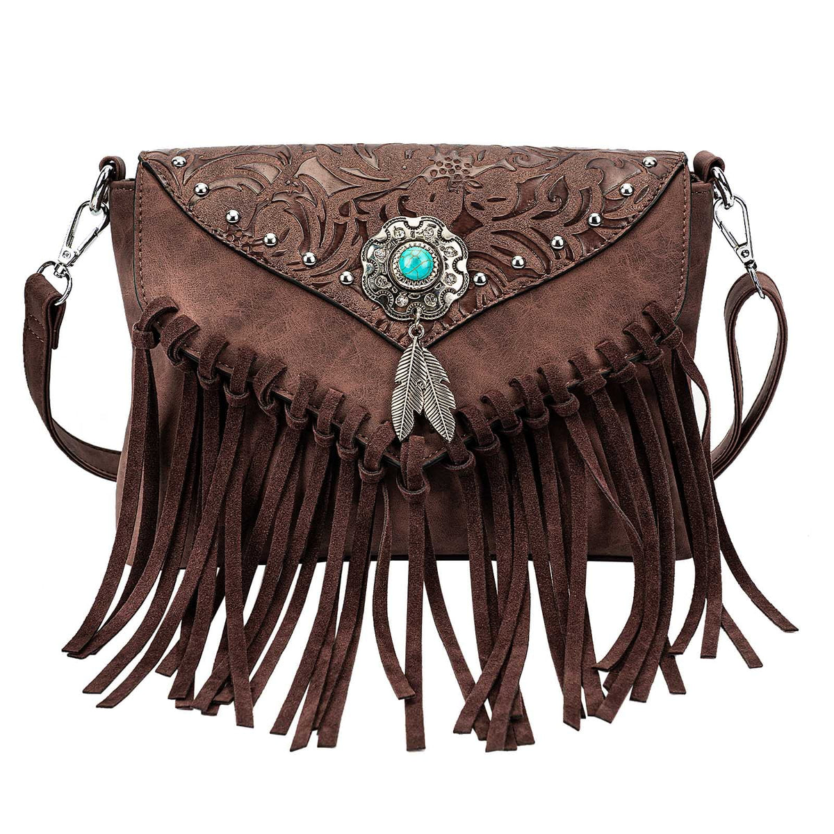Small Turquoise Fringe Crossbody Handbag O81801