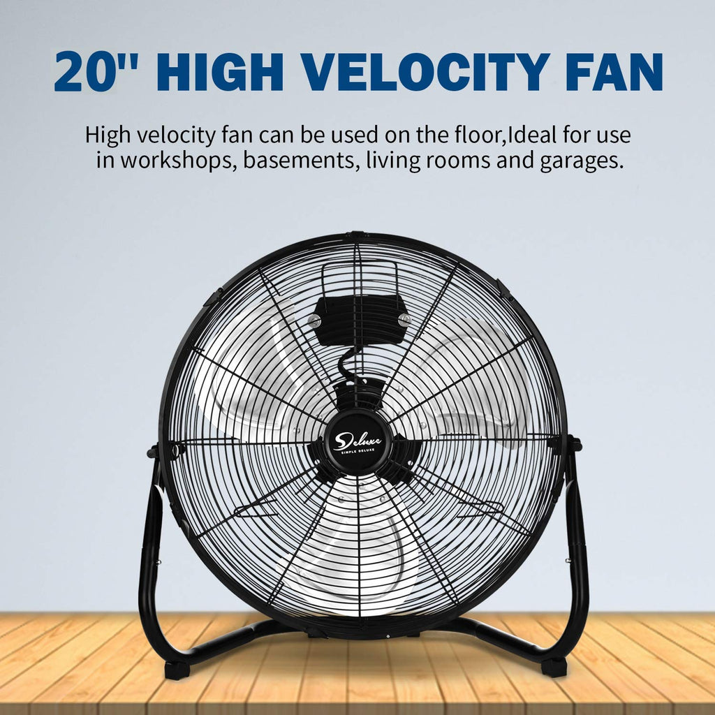20 Inch 3-Speed High Velocity Metal Industrial Floor Fan U28136