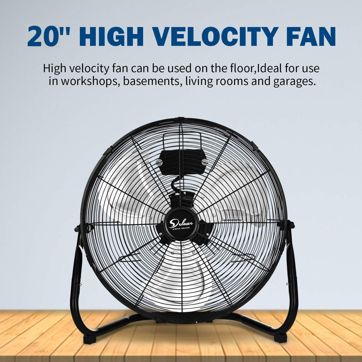 20 Inch 3-Speed High Velocity Metal Industrial Floor Fan U28136
