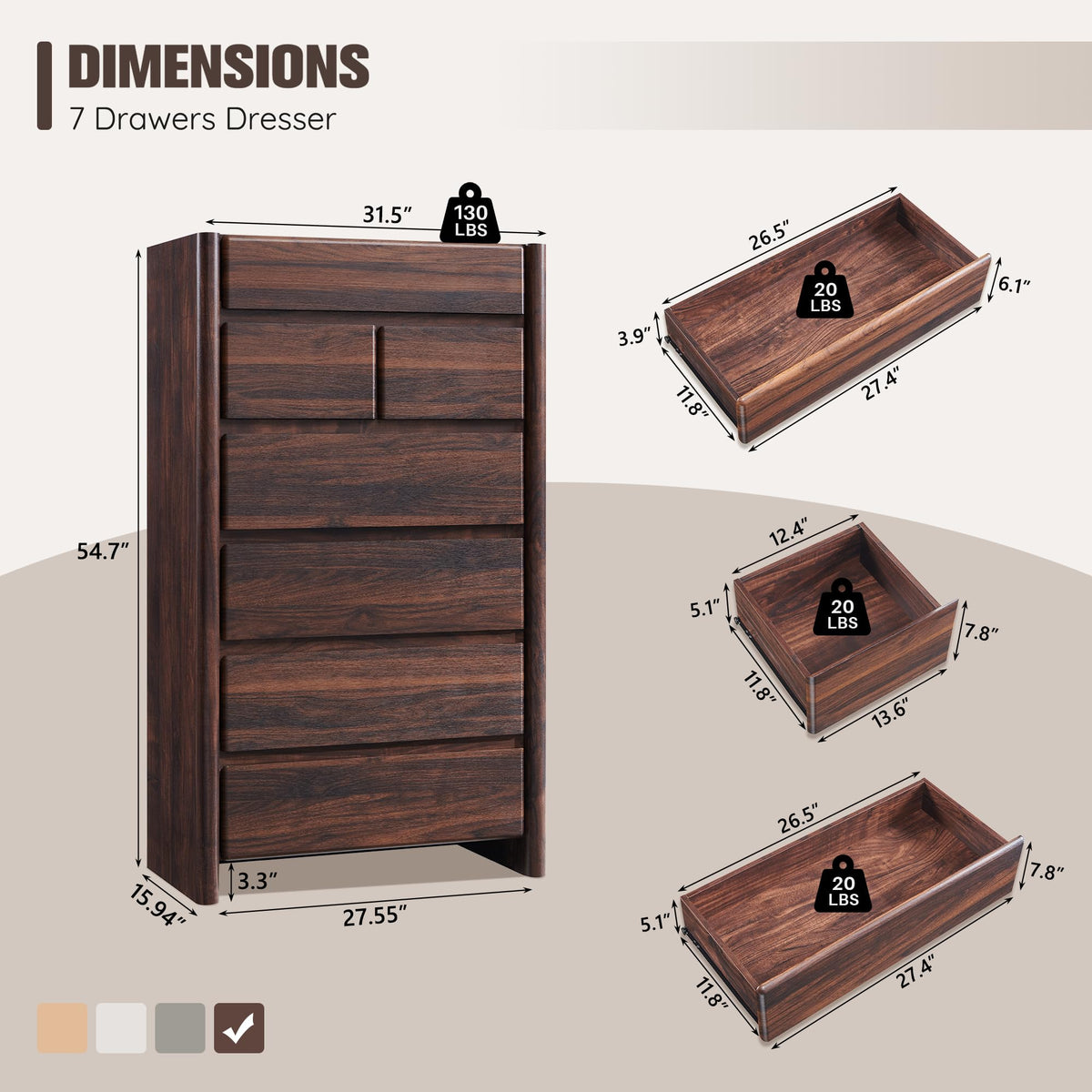 Brown 7 Drawer Dresser U306624
