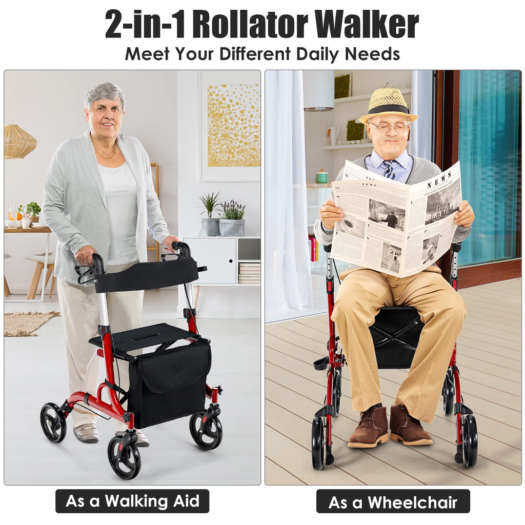 2-in-1 Aluminum Rollator Walker with Seat T741534