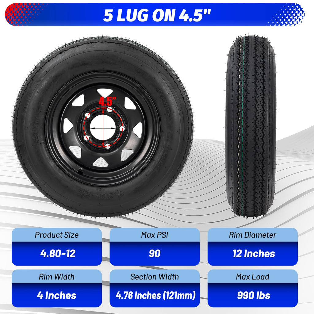 4.80-12 Trailer Tires with 12 in Rims S653889