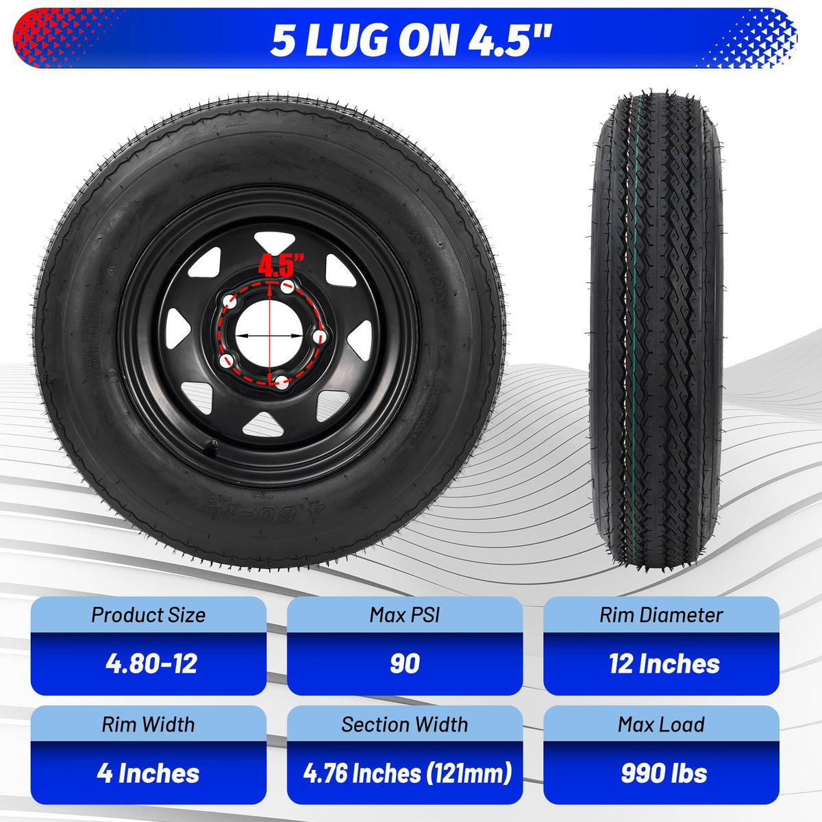 4.80-12 Trailer Tires with 12 in Rims S653889
