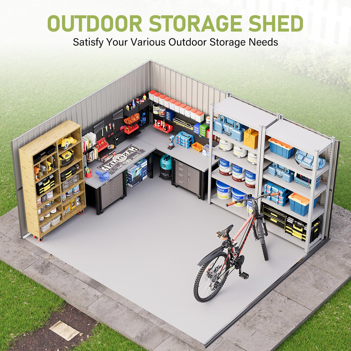 10 x 12 FT Metal Storage Shed with Lockable Door and 2 Windows Z385725