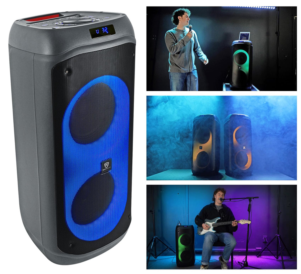 2000W Dual 8" LED Karaoke Speaker with Mic P5406