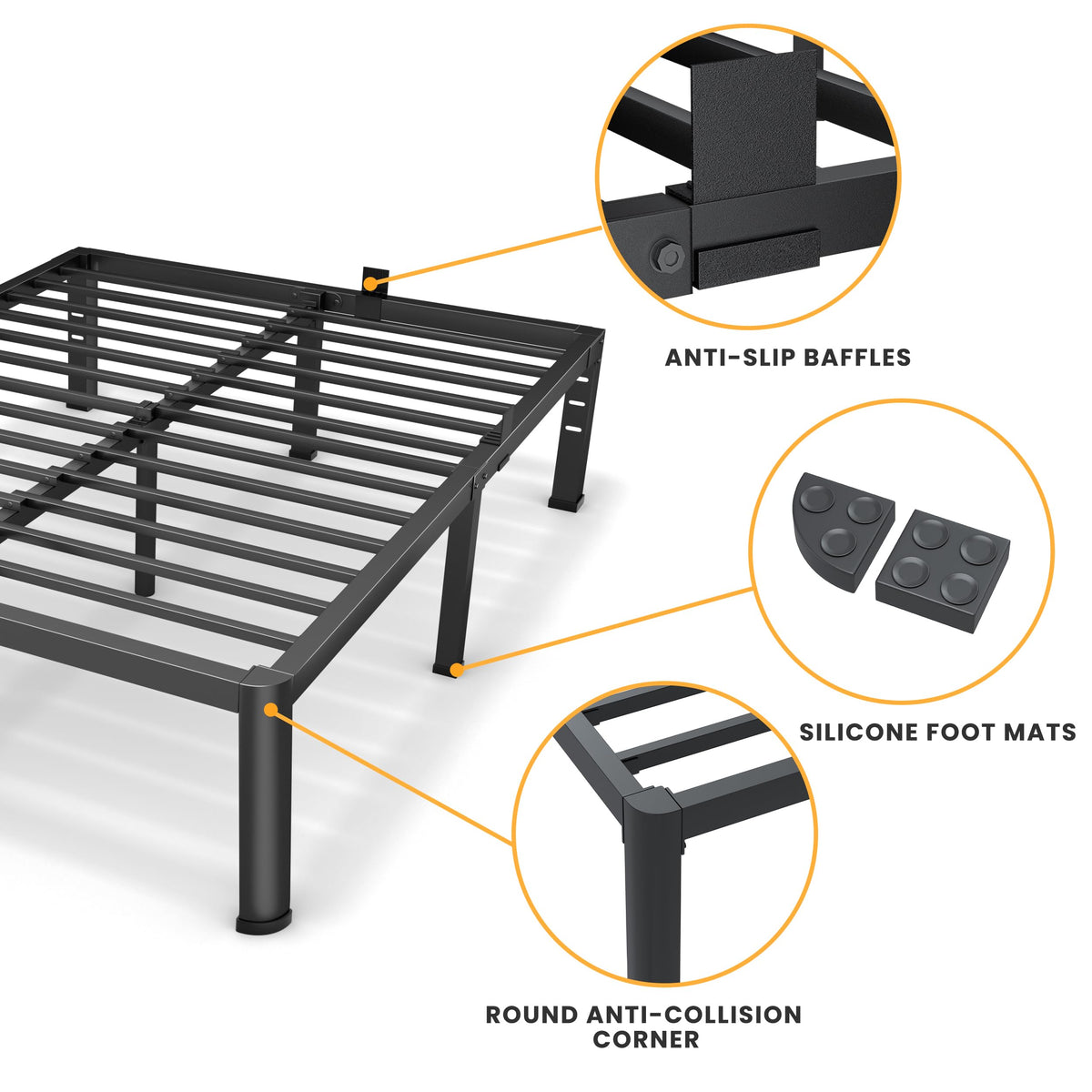18 Inch Queen Size Metal Platform Bed Frame Z834401