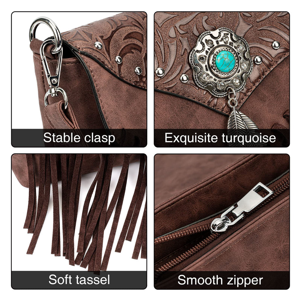 Small Turquoise Fringe Crossbody Handbag O81801