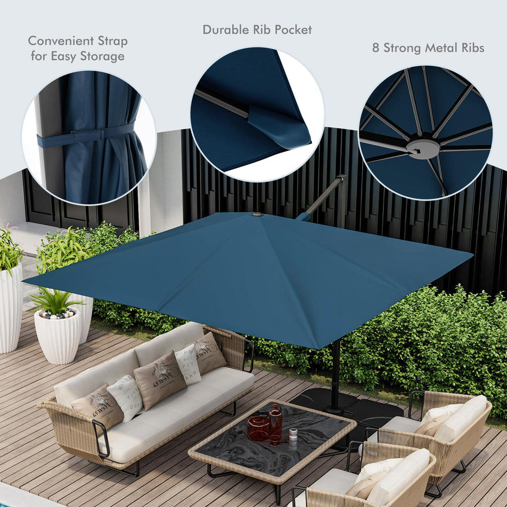 9.5 FT Square Cantilever Patio Umbrella with Cross Base D91731