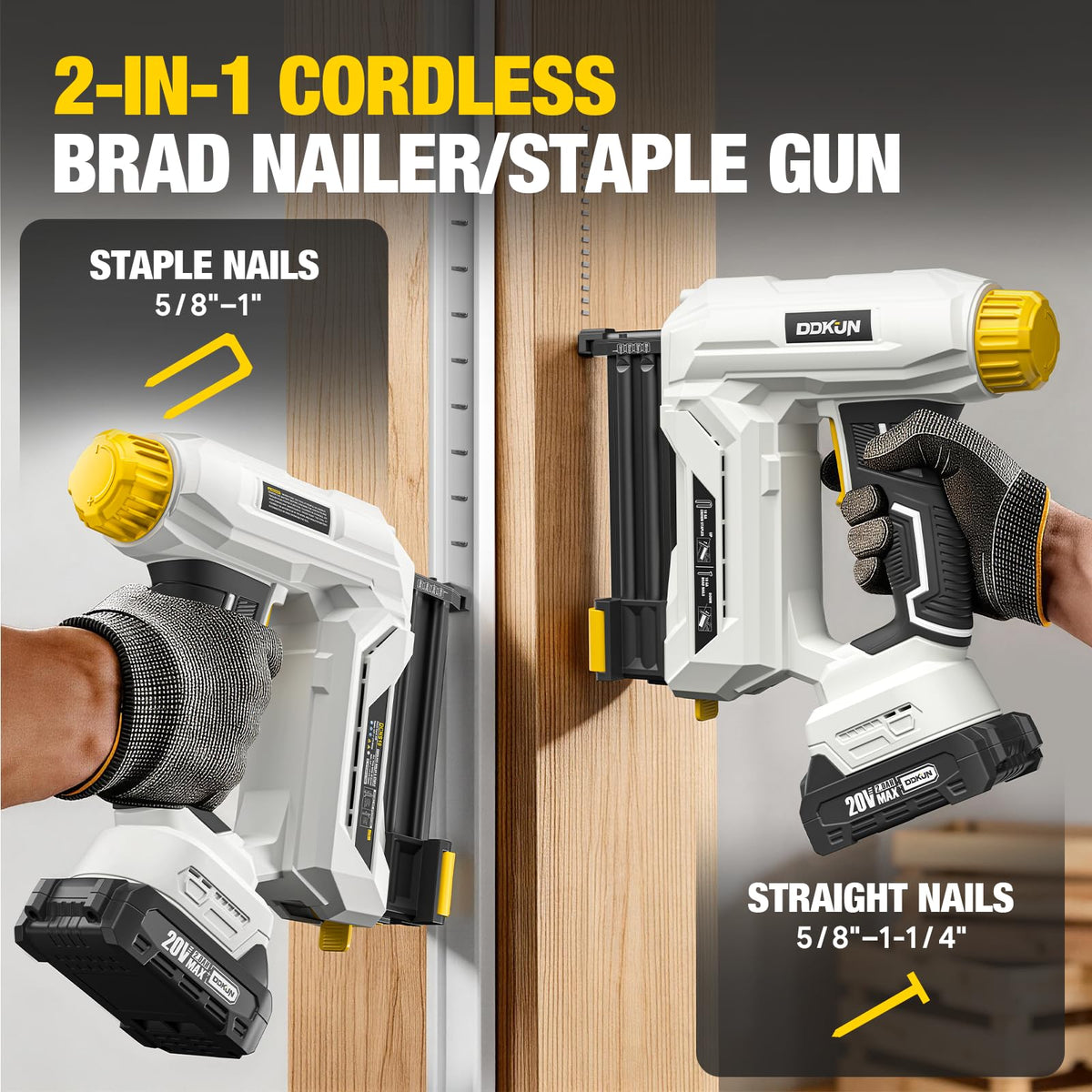 2-in-1 Cordless Brad Nailer Staple Gun with 2 batteries & Charger A4229