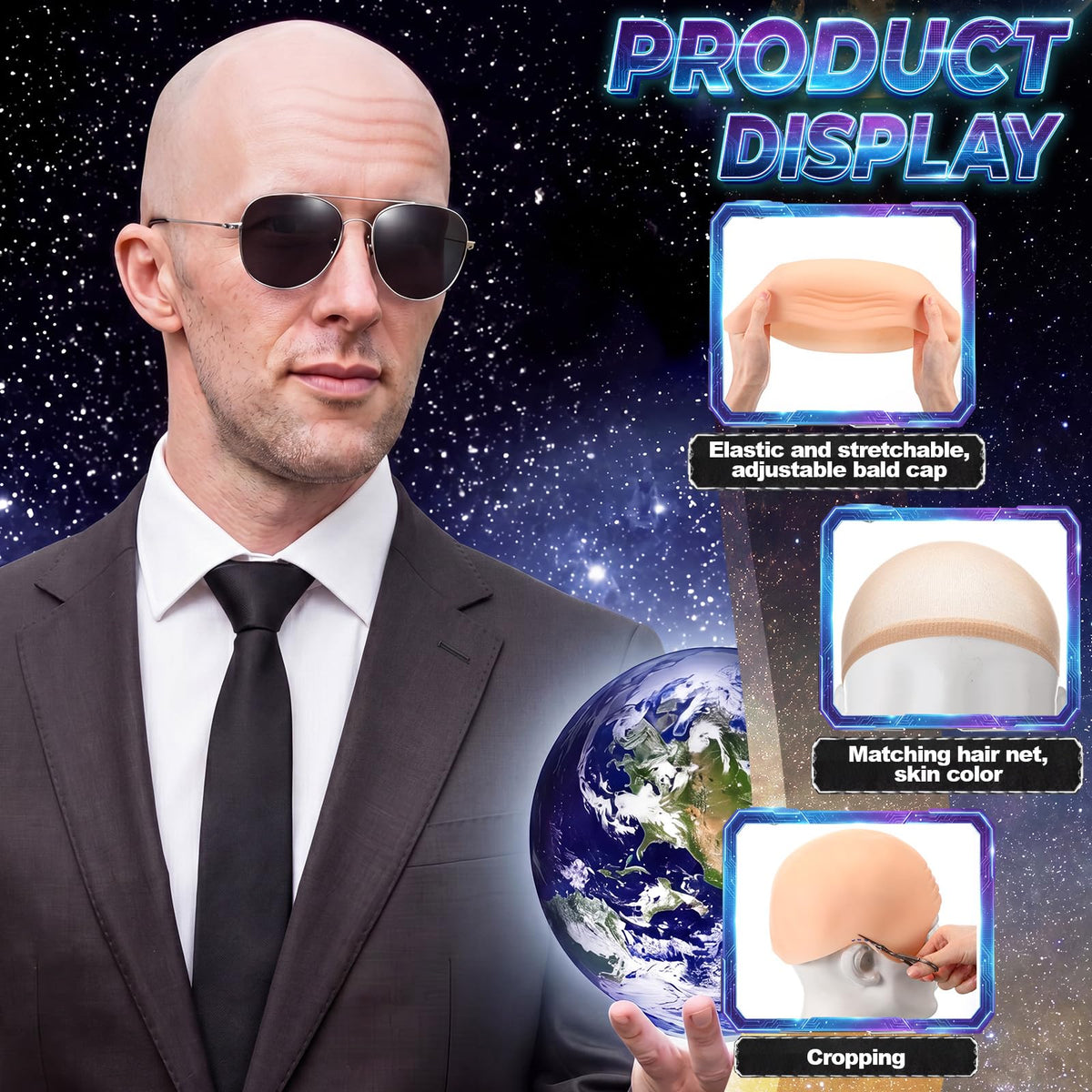 30 Pcs Bald Caps Costume Accessories Kit V605