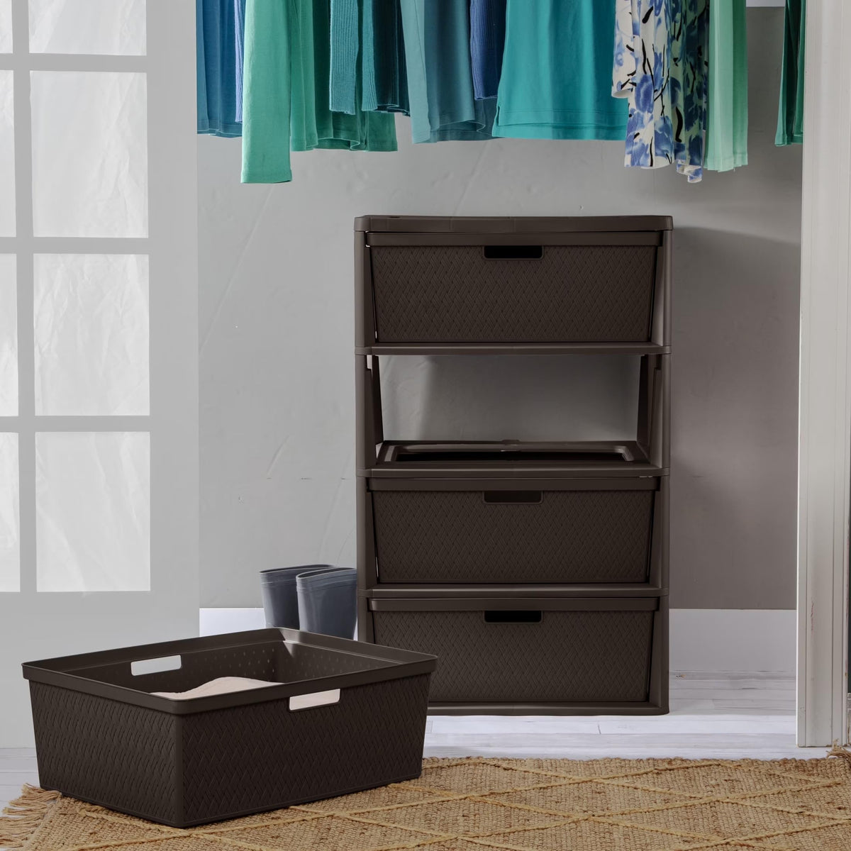 Brown 4 Drawer Plastic Storage Organizer N880