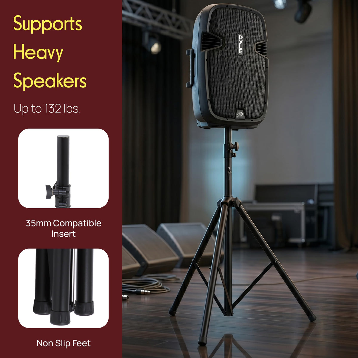 Black Dual Speaker Stand Kit with Storage Bag A5318
