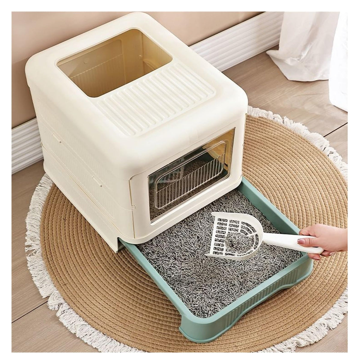 Fully Enclosed Cat Litter Box with Lid and Drawer B523404