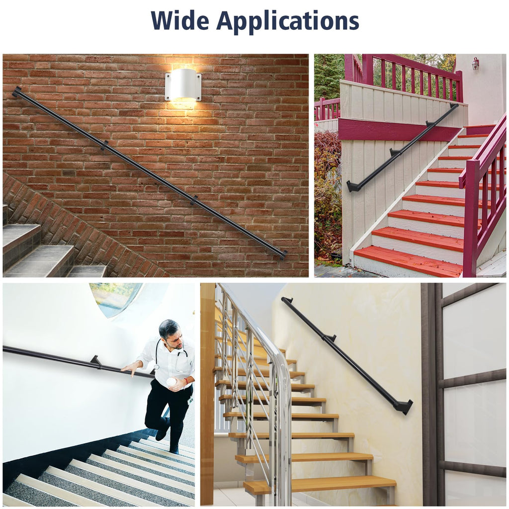 Black Aluminum 1.5" Pipe Stair Handrail 5ft A8338