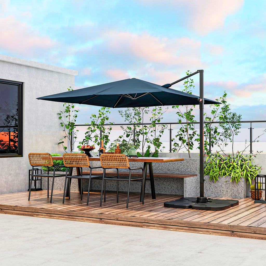 9.5 FT Square Cantilever Patio Umbrella with Cross Base D91731