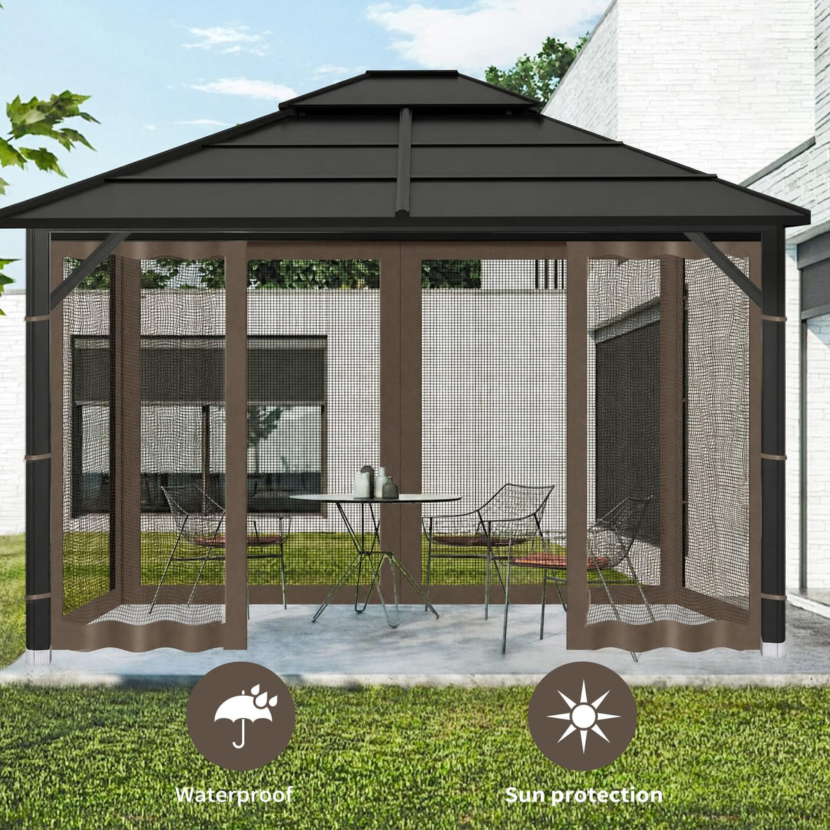 10x10 ft Coffee Gazebo Replacement Mosquito Netting J741