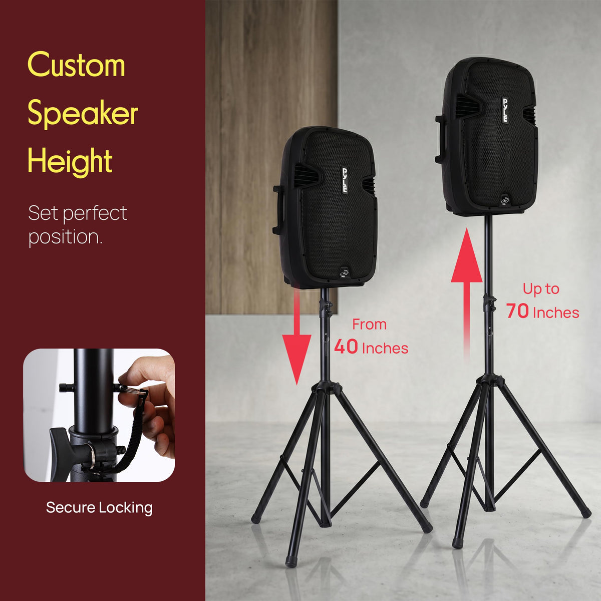Black Dual Speaker Stand Kit with Storage Bag A5318