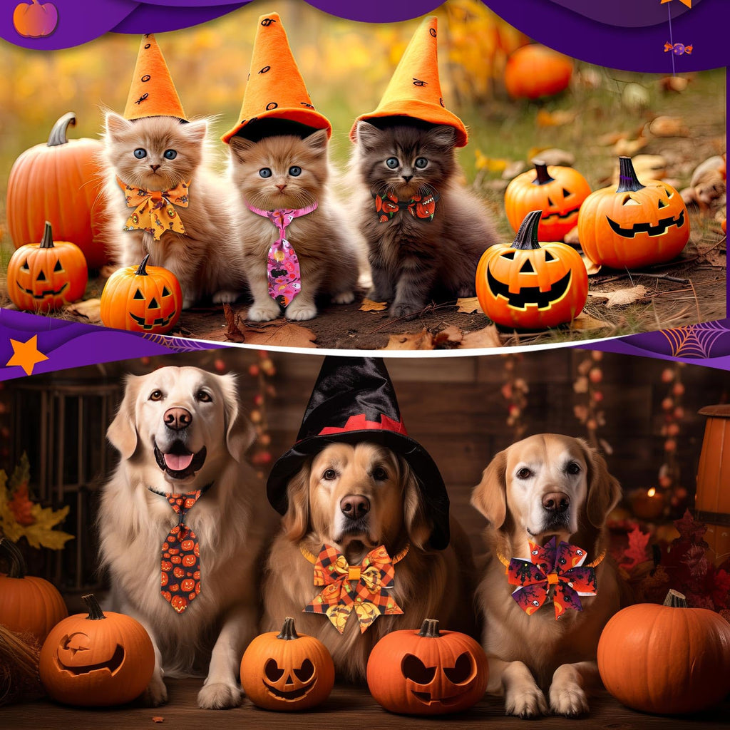 240 Pcs Halloween Dog Bows Tie Collars K677