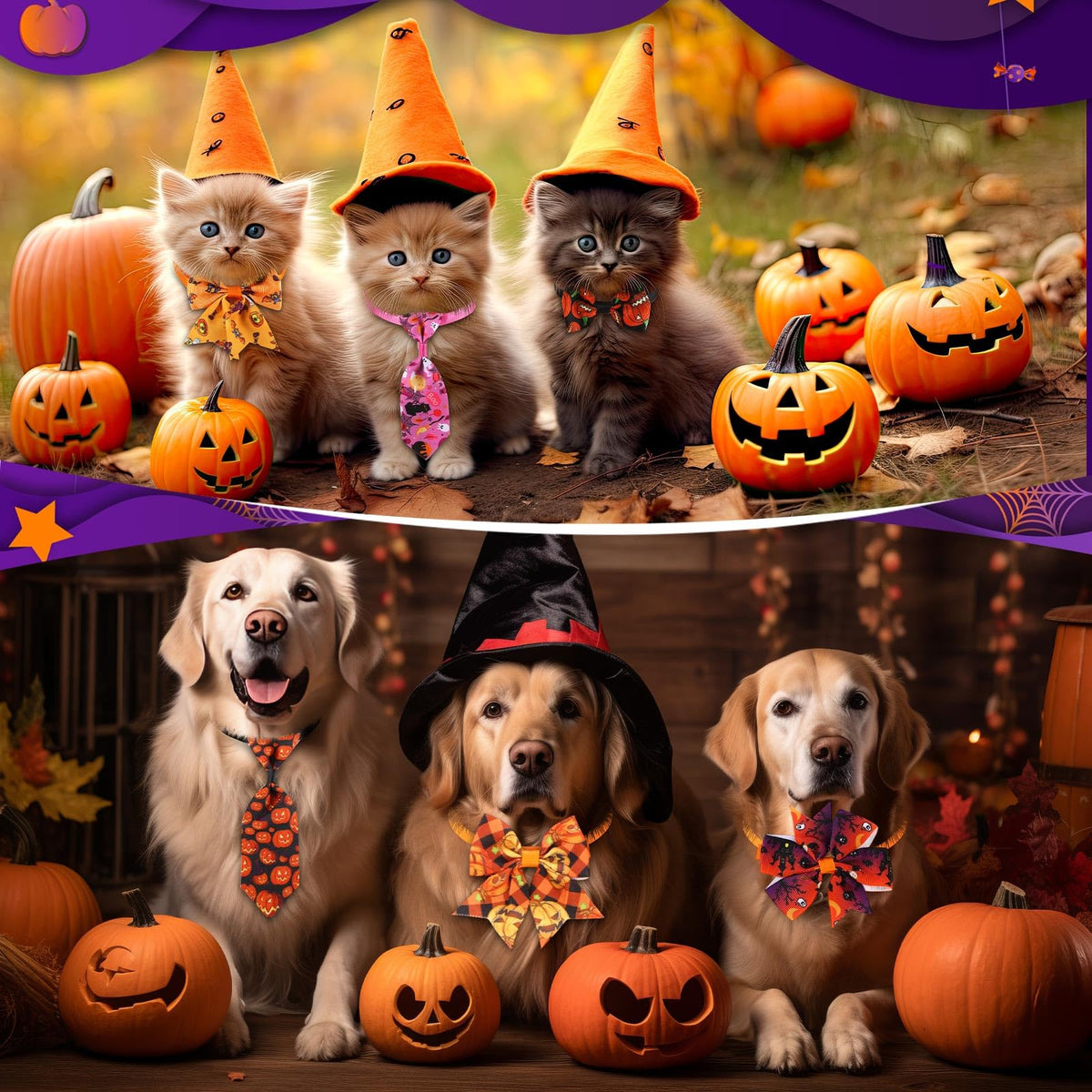 240 Pcs Halloween Dog Bows Tie Collars K677