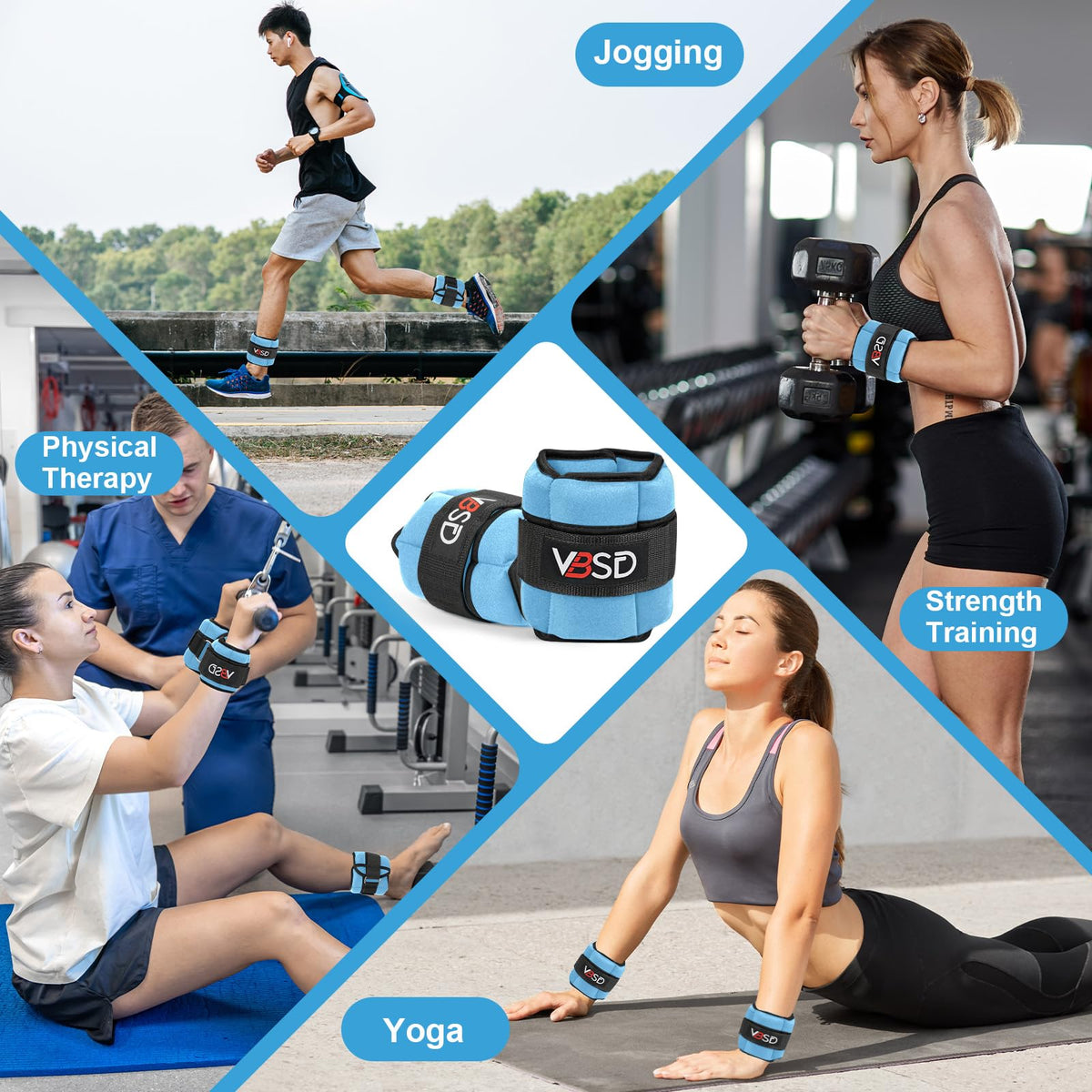 Adjustable Ankle Weights 10lb 1 Pair Blue B731