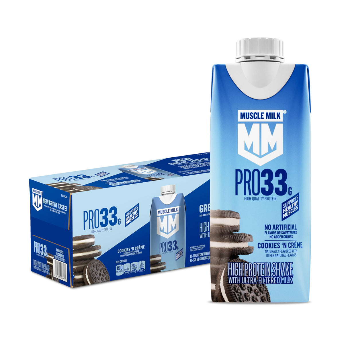 11 fl oz High Protein Shake, 12 Pack, 33g Protein, 3g Sugar Y4763