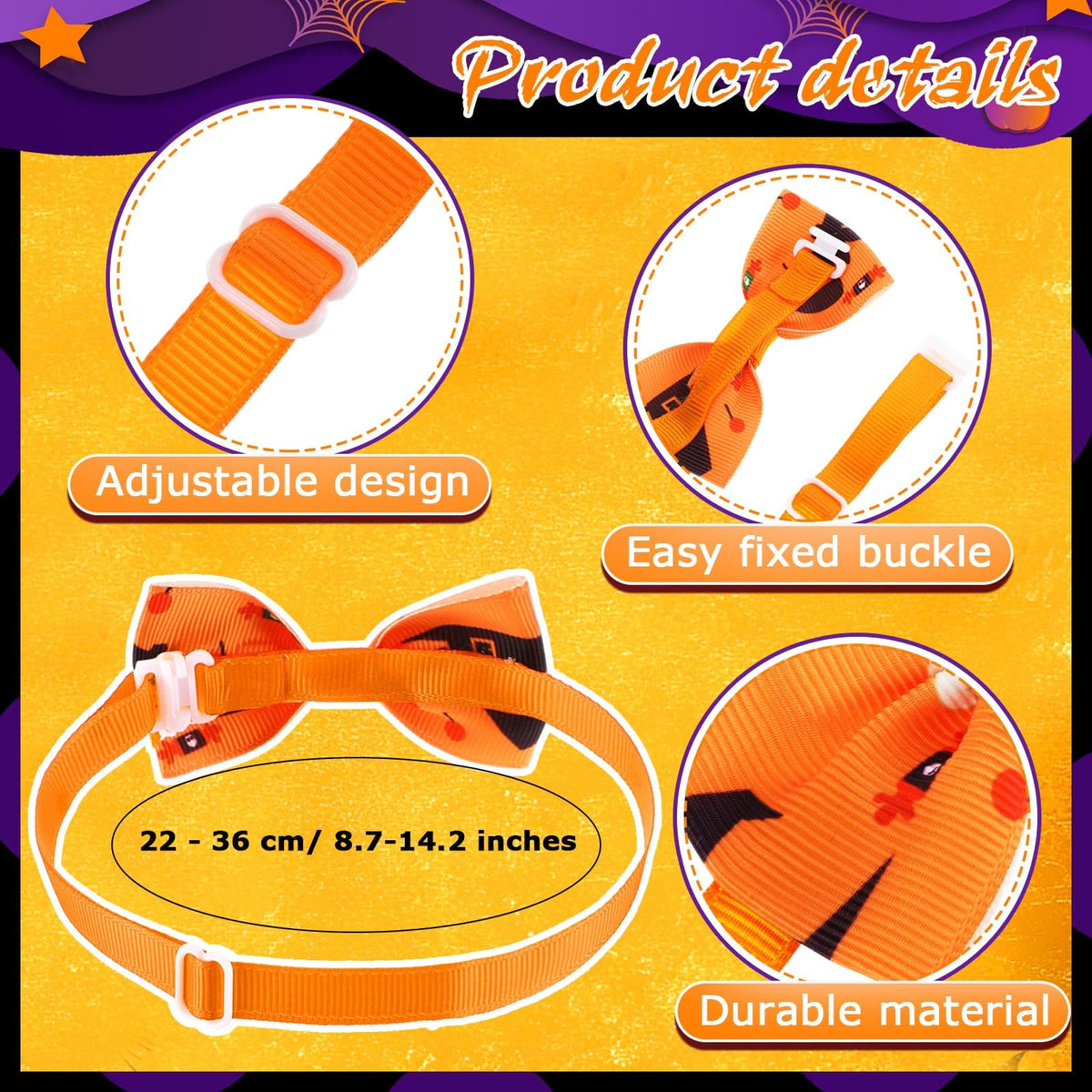 240 Pcs Halloween Dog Bows Tie Collars K677