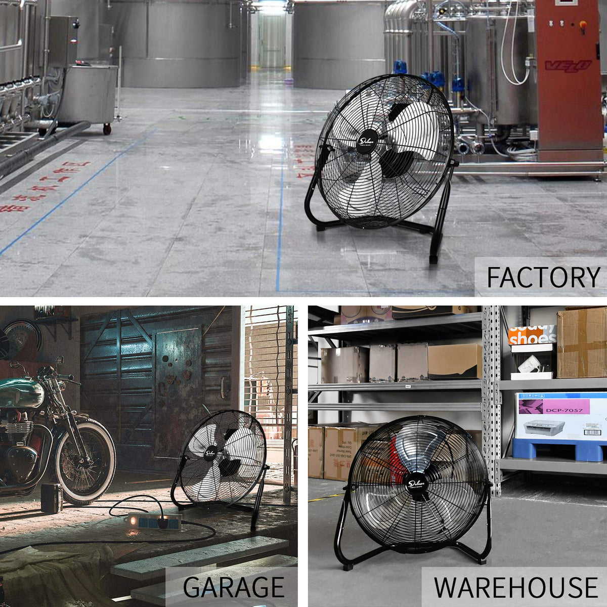 20 Inch 3-Speed High Velocity Metal Industrial Floor Fan U28136