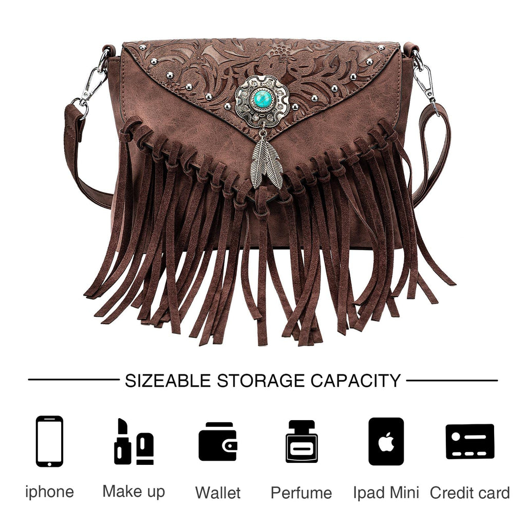 Small Turquoise Fringe Crossbody Handbag O81801