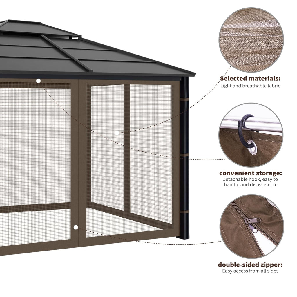 10x10 ft Coffee Gazebo Replacement Mosquito Netting J741