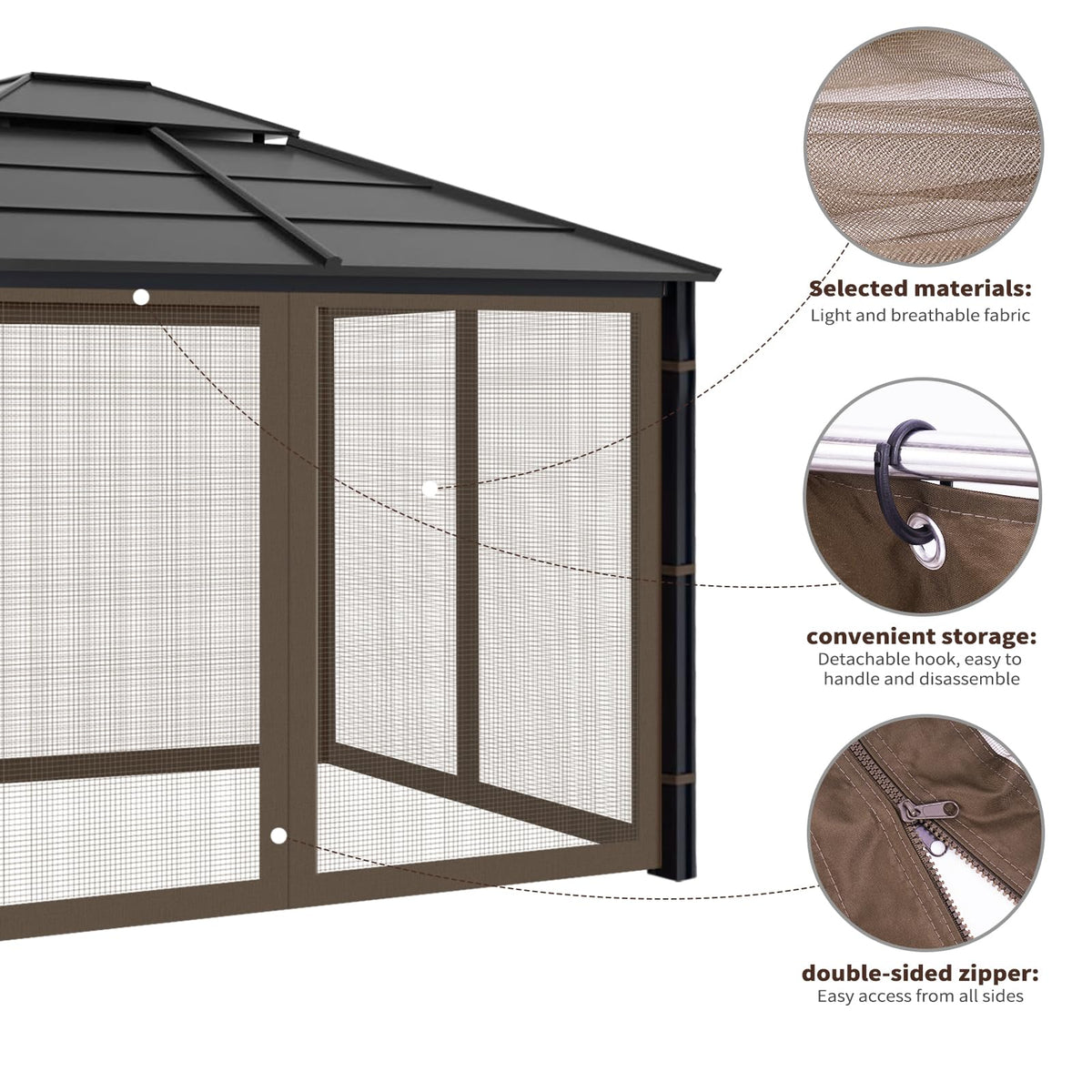 10x10 ft Coffee Gazebo Replacement Mosquito Netting J741