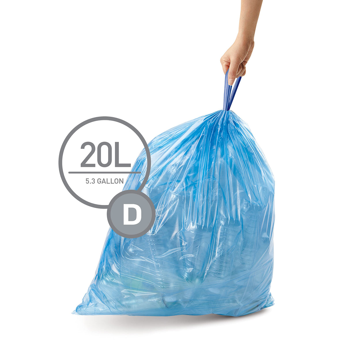 60 Count Drawstring Trash Bags, 20 Liter / 5.3 Gallon S449