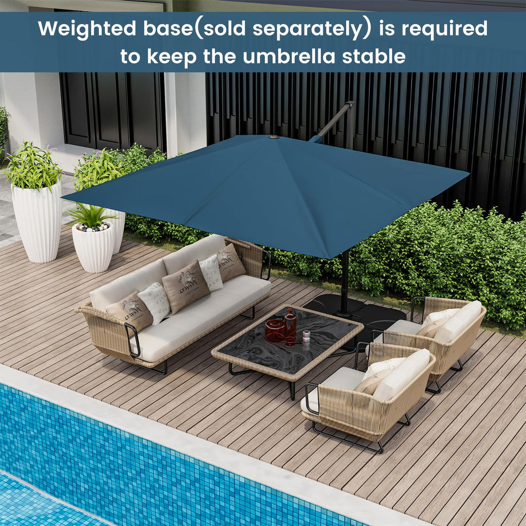9.5 FT Square Cantilever Patio Umbrella with Cross Base D91731