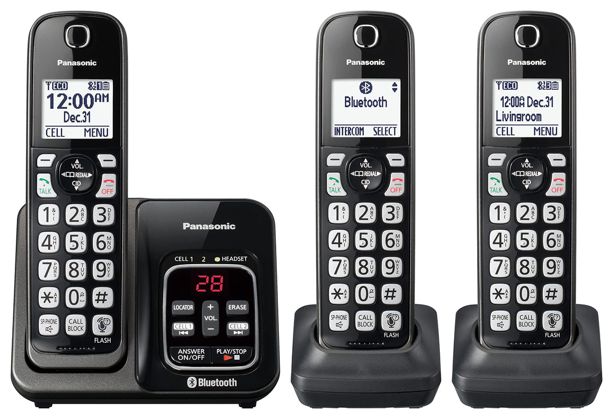 Expandable Cordless Phone System with Answering Machine, 3 Handsets E427789