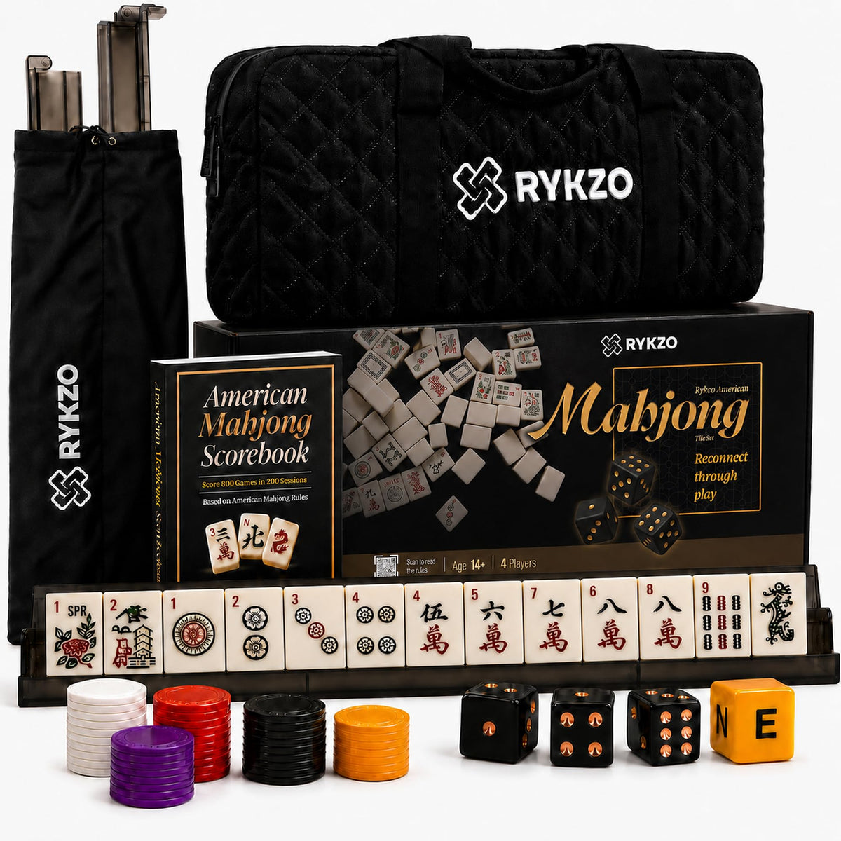 166 Engraved Melamine Mahjong Set with Travel Bag S423992