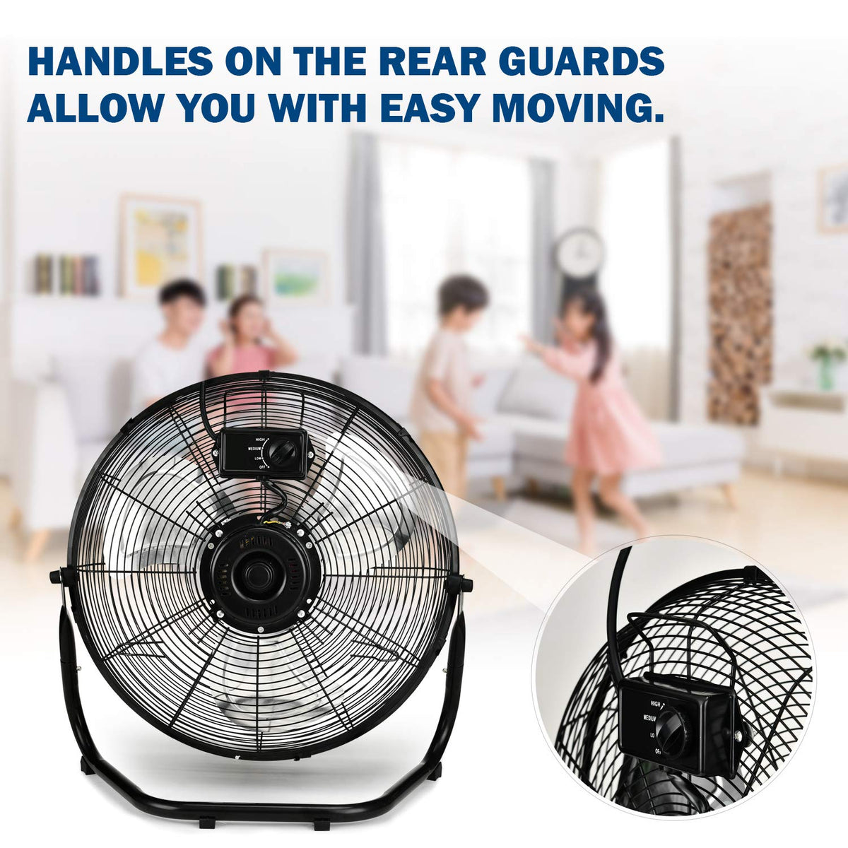 20 Inch 3-Speed High Velocity Metal Industrial Floor Fan U28136