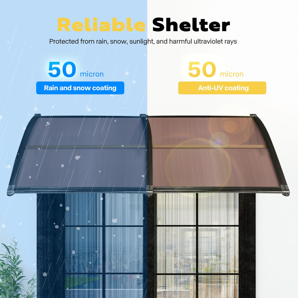 Polycarbonate Window Door Awning Brown 38 Inch x 78 Inch J70344