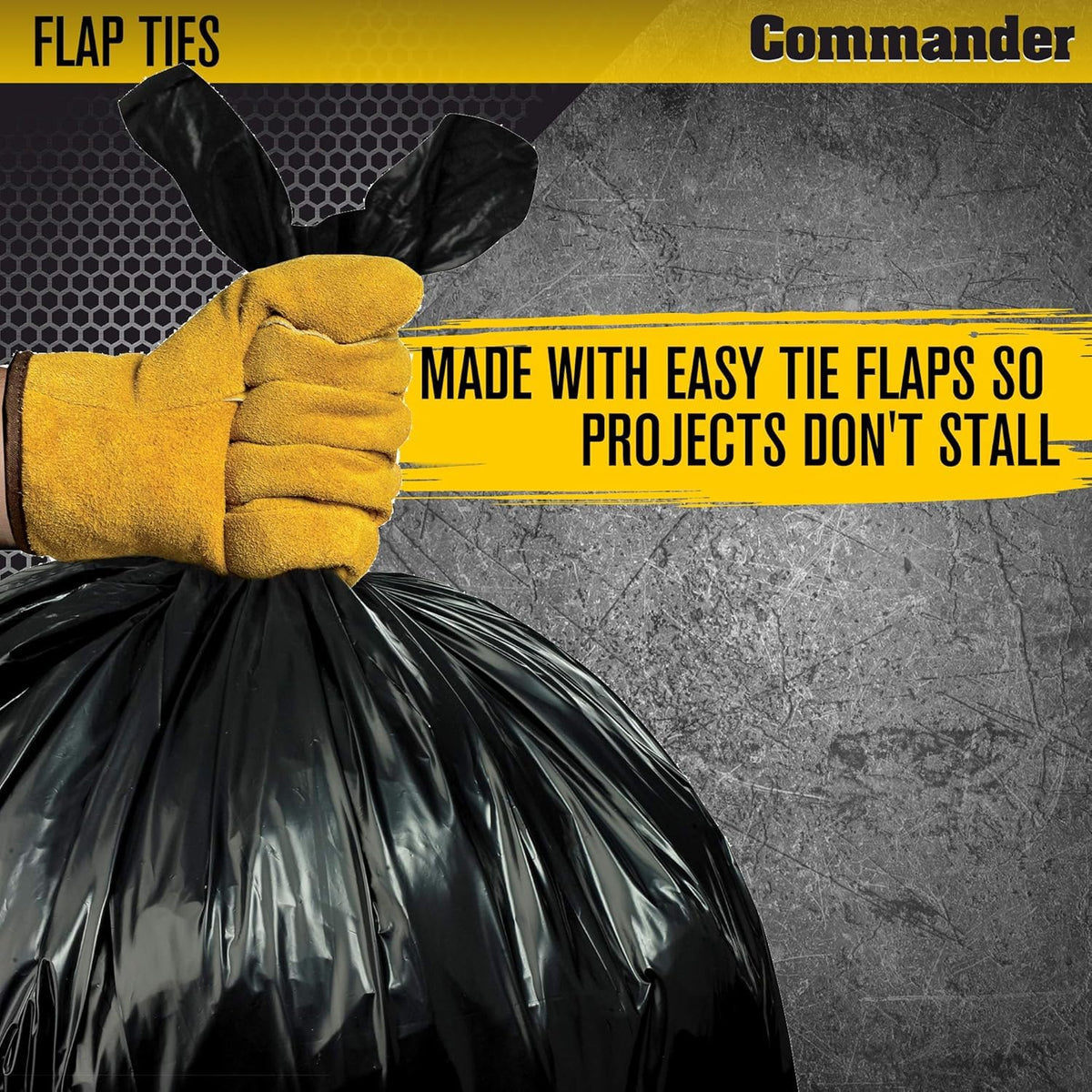 55 Gallon Heavy Duty Contractor Bags with Flap Ties, Pack of 20 V70398