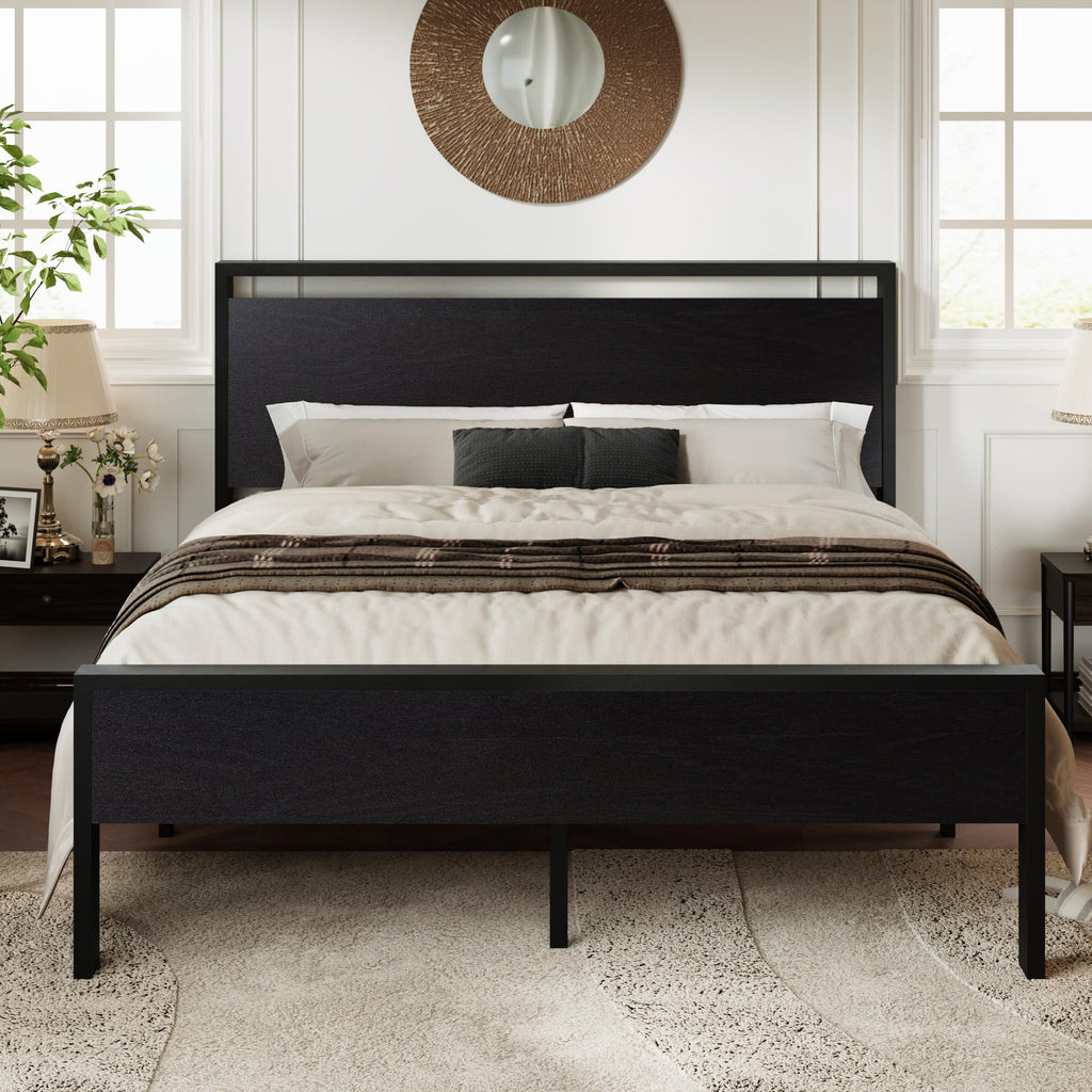 Queen Size Black Oak Bed Frame O904
