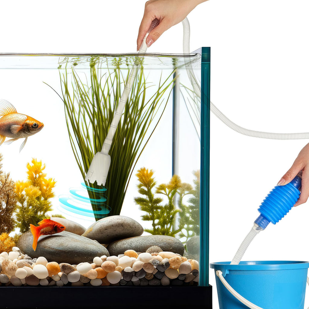 Aquarium Fish Tank Cleaning Tool Kit 4 Pcs Long Aquascape Tools Magnetic Glass Cleaner Brush 5 in 1 Gravel Cleaner and Siphon Vacuum S707128