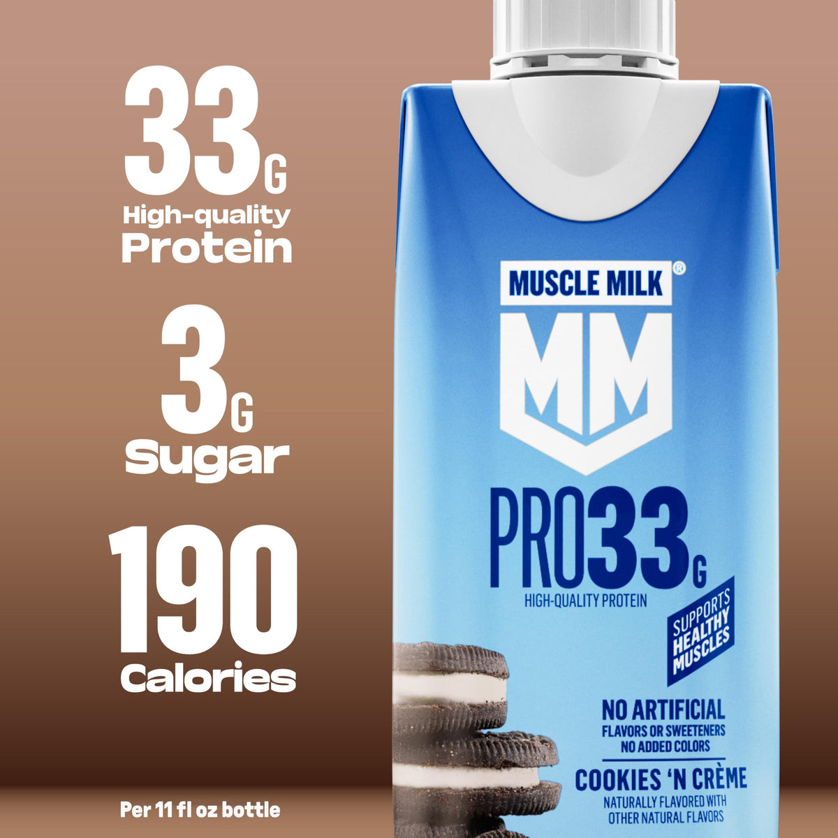 11 fl oz High Protein Shake, 12 Pack, 33g Protein, 3g Sugar Y4763