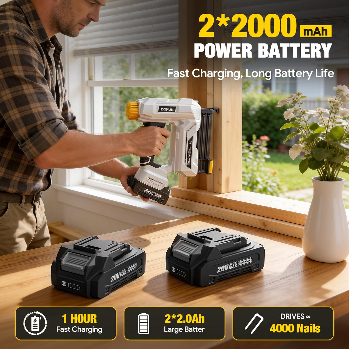 2-in-1 Cordless Brad Nailer Staple Gun with 2 batteries & Charger A4229