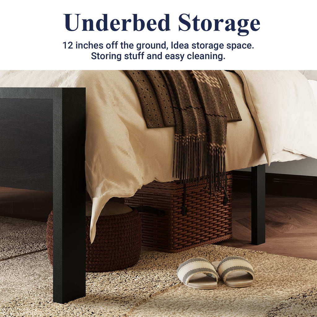 Queen Size Black Oak Bed Frame O904