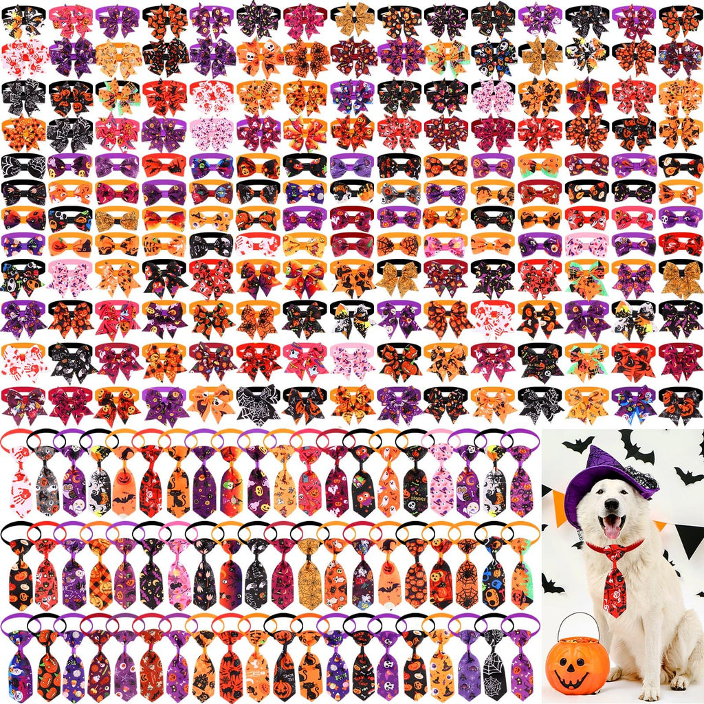 240 Pcs Halloween Dog Bows Tie Collars K677