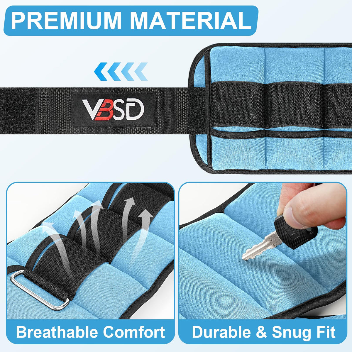 Adjustable Ankle Weights 10lb 1 Pair Blue B731