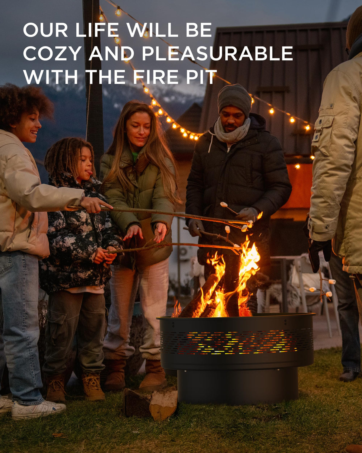32" Round Wood Burning Fire Pit with Cooking Grill I711243