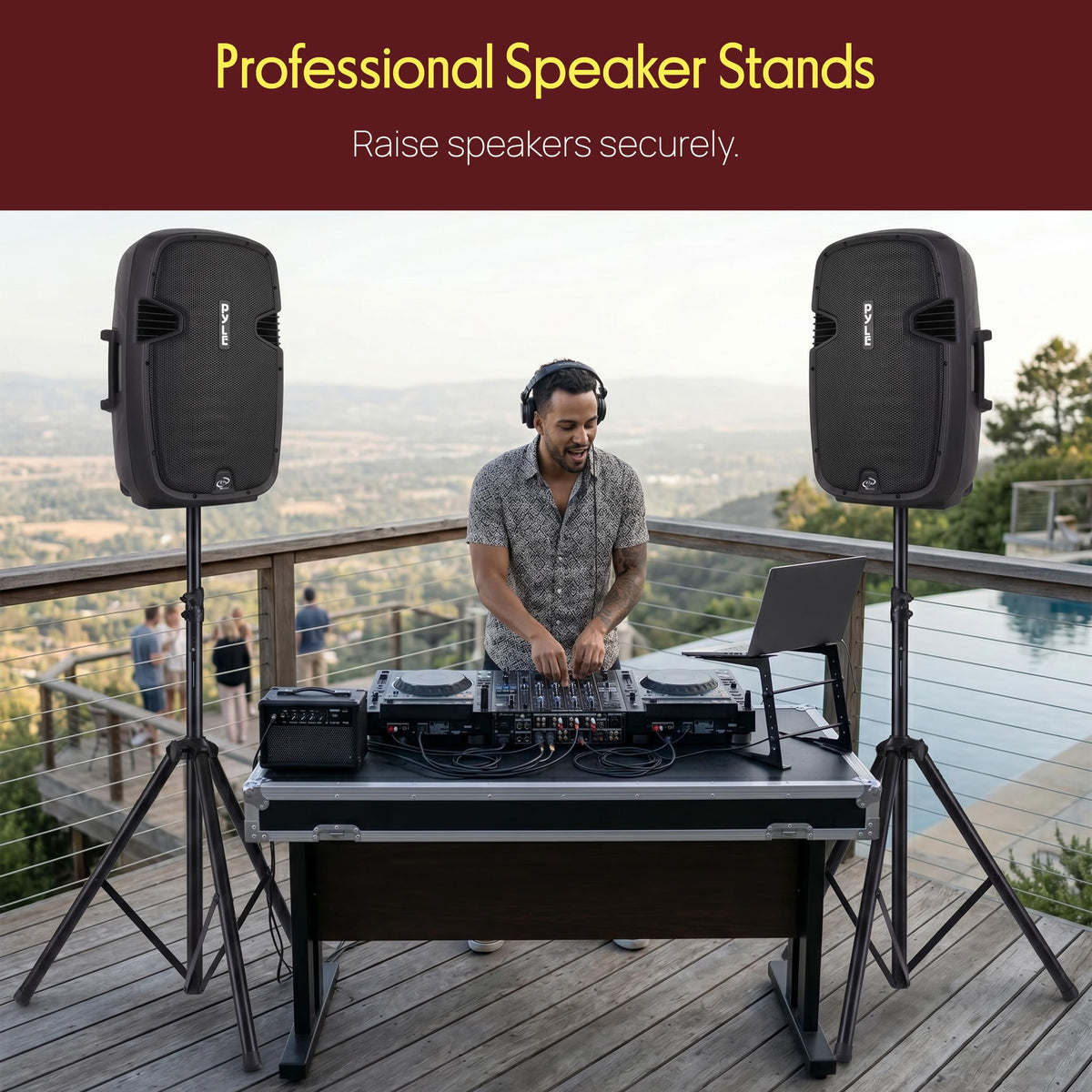 Black Dual Speaker Stand Kit with Storage Bag A5318