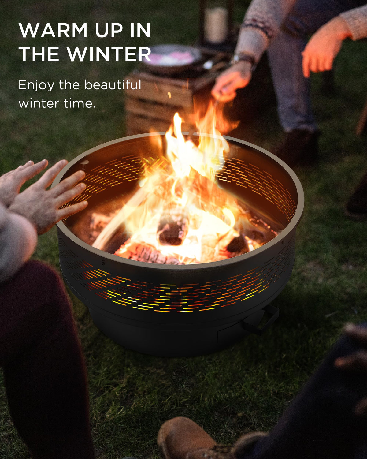 32" Round Wood Burning Fire Pit with Cooking Grill I711243
